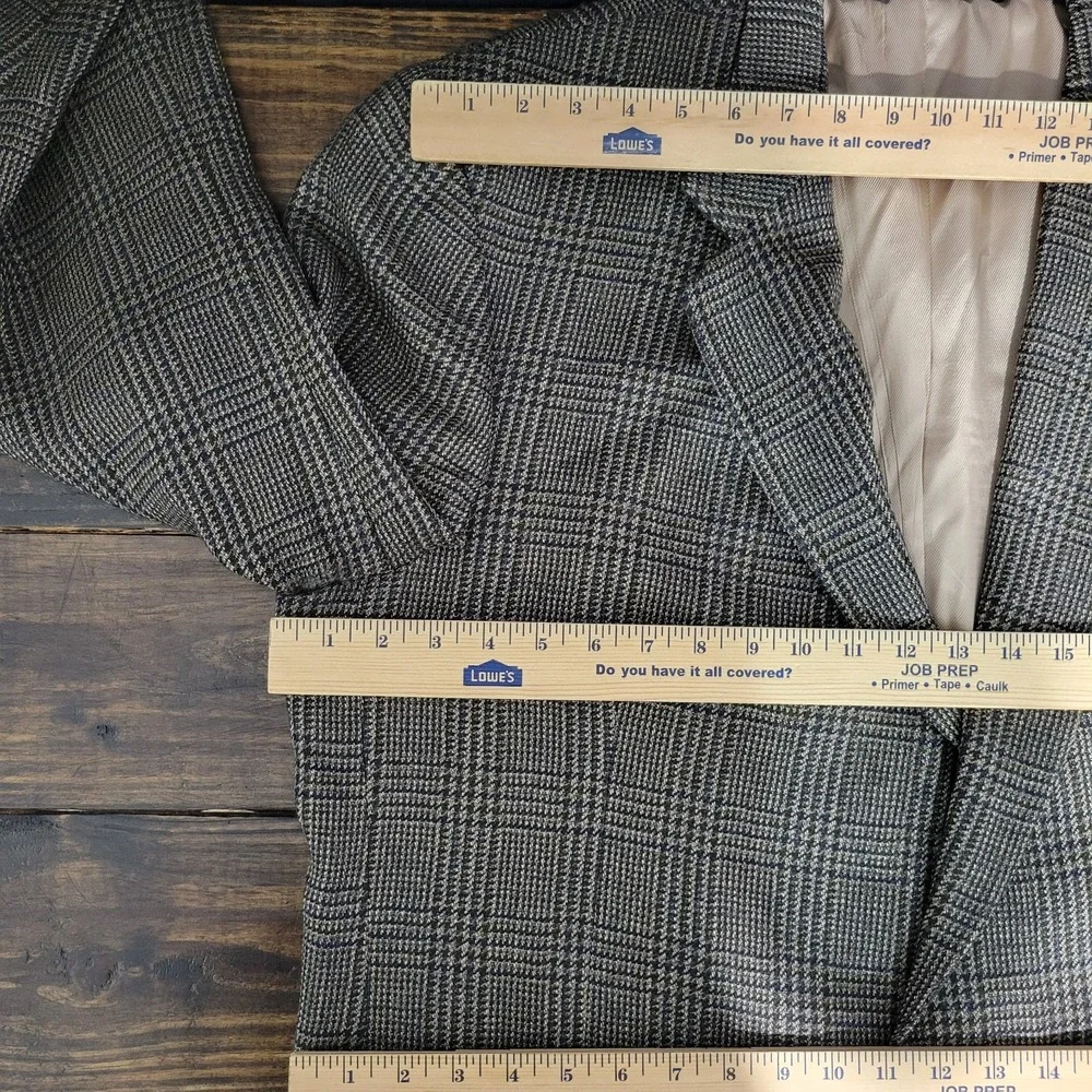 Oscar De La Renta Men's Sport Coat Blazer Two‎ Button Brown Plaid Wool Sz 48L